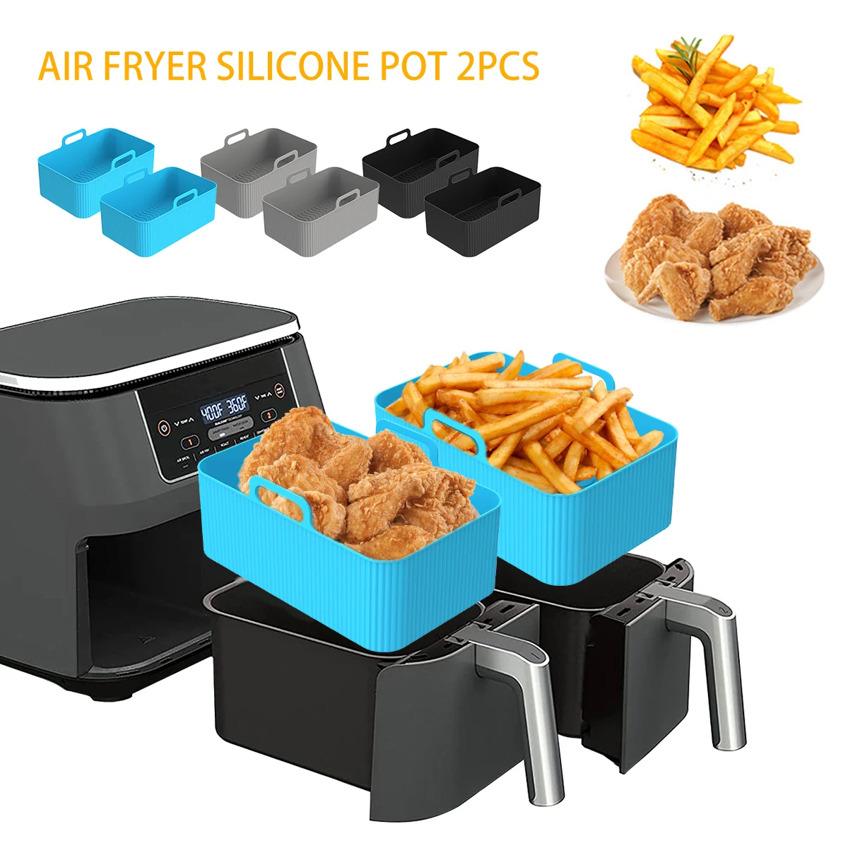 Air Fryer Silicone Pot Liner - 2szt Silikonowa wkładka do frytownicy powietrznej