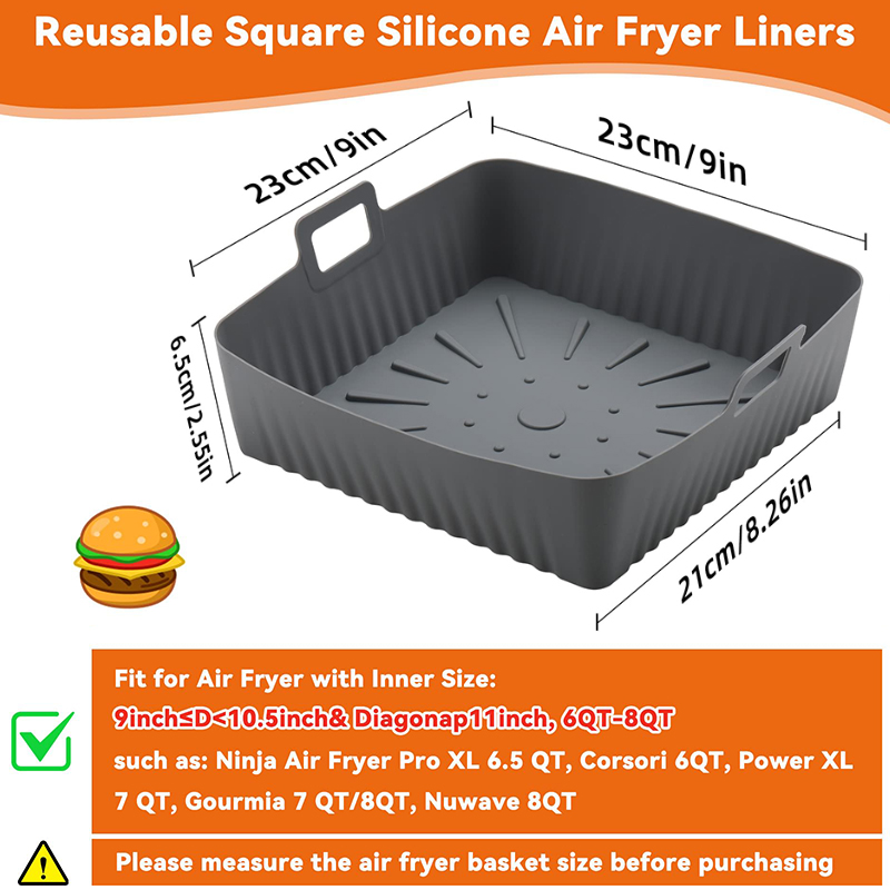 Kwadratowe duże silikonowe wkł – Air Fryer Silicone Pot Liner recenzja i cena