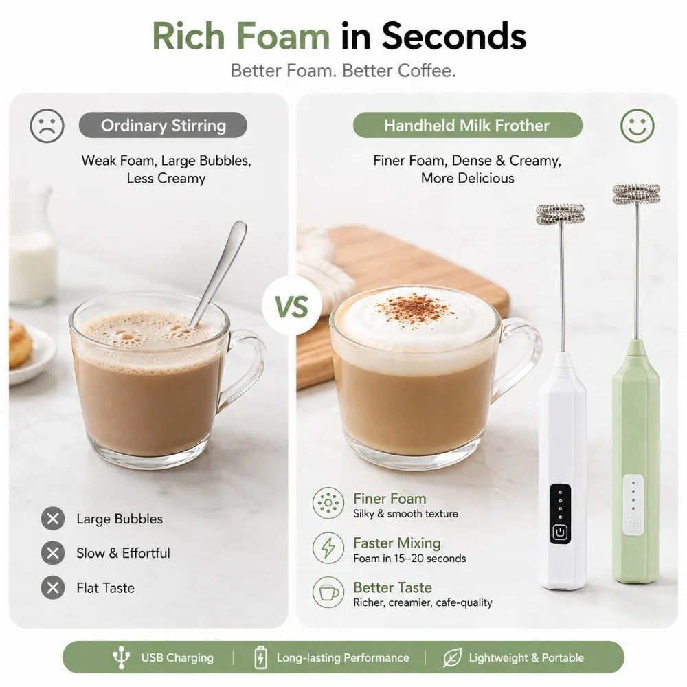 Spieniacz do mleka i ubijaczka – Electric Milk Frother Handheld recenzja i cena