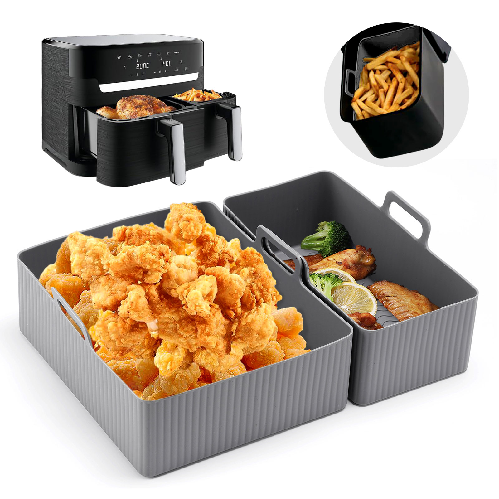 2szt Zestaw silikonowa mata do – Air Fryer Silicone Pot Liner recenzja i cena